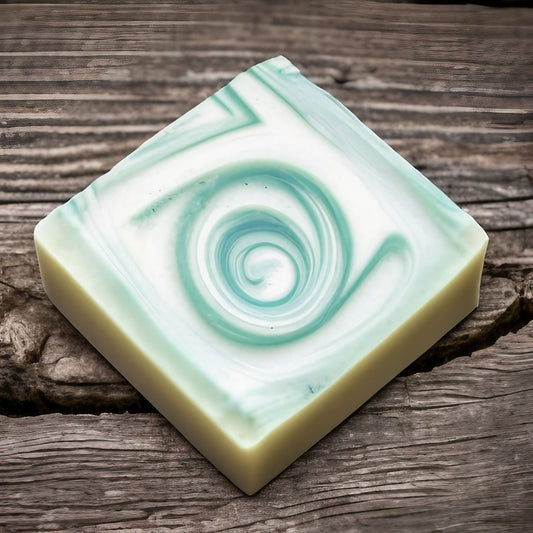 blue and white soap sample to be used as a gift