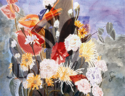 bird of paradise anthurium flower floral arrangement watercolor painting printed reproduction