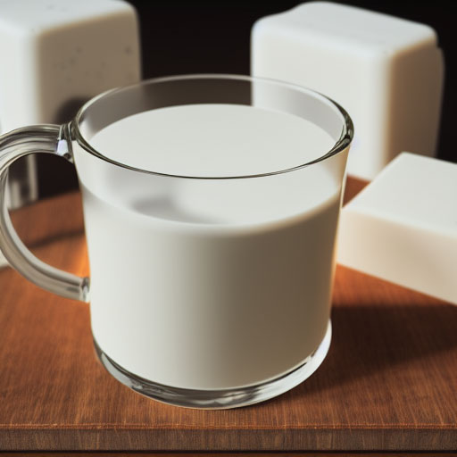 glass of cow's milk with handmade soaps made with milk