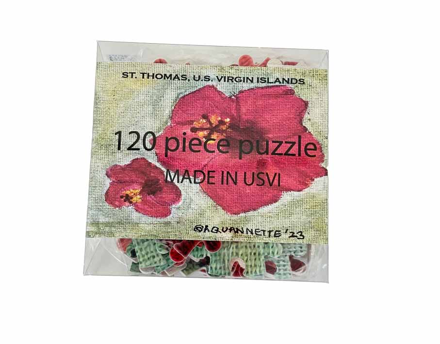 Red Hibiscus Flower Puzzle - 120 piece puzzle